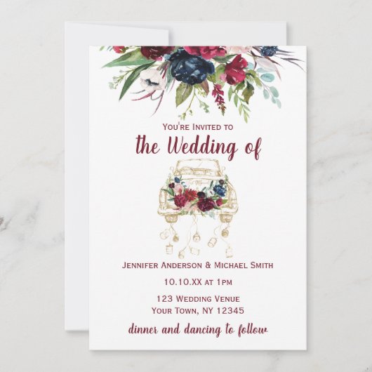 ヴィンテージトラック結婚ブルゴーニュ セーブザデート (正面)