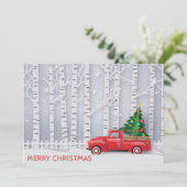 ヴィンテージトラック赤い森モダンカットアートデジタル シーズンカード (スタンド正面)