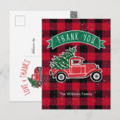 ヴィンテージトラック赤バッファローチェックありがとう シーズンポストカード (正面/裏面)