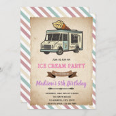 ヴィンテージトラック アイスクリーム テーマの招待状 招待状 (正面/裏面)