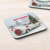 ヴィンテージトラック(クリスマスツリーと雪だるま) コースター (左側)