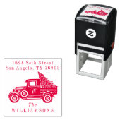 ヴィンテージトラック&クリスマスツリーモノグラムアドレス セルフインキングスタンプ (インサイチュ)