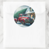 ヴィンテージトラック（クリスマスツリー付） ラウンドシール (バッグ)
