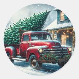 ヴィンテージトラック（クリスマスツリー付） ラウンドシール