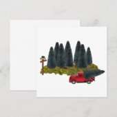 ヴィンテージトラック（クリスマスツリー付） 招待状 (正面/裏面)