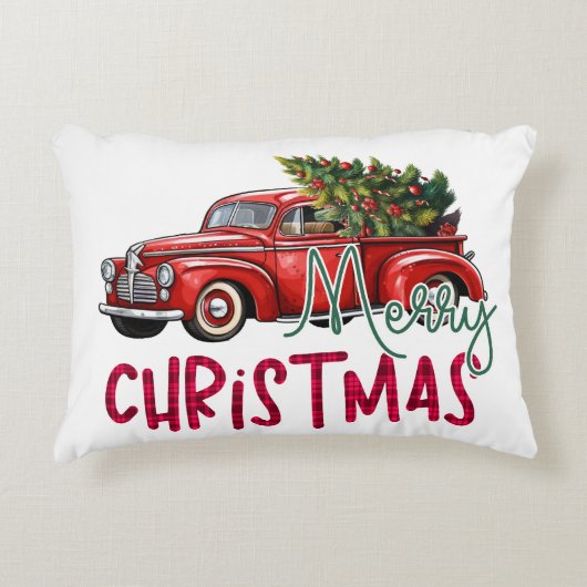 ヴィンテージトラック（クリスマスツリー） アクセントクッション (正面)