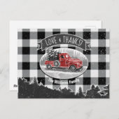 ヴィンテージトラック ブラックアンドホワイト モノグラムドホリデー ポストカード (正面/裏面)