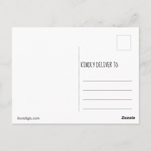 ヴィンテージトラック ブラックアンドホワイト モノグラムドホリデー ポストカード (裏面)