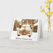 ヴィンテージトラック – メリークリスマス カード (黄色い花)