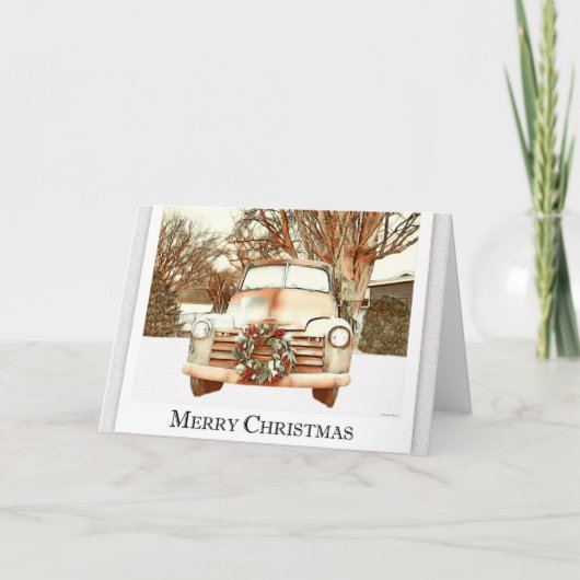 ヴィンテージトラック – メリークリスマス カード (正面)