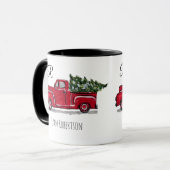 ヴィンテージトラック(木のモノグラムレッドカスタム) マグカップ (正面左)
