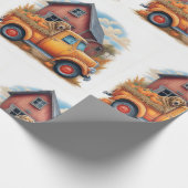 ヴィンテージトラック&狩り犬の秋,秋, ラッピングペーパー (角)