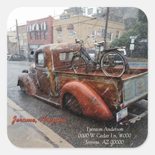 ヴィンテージトラック&自転車/ジェロームAZ封筒用シール スクエアシール (正面)