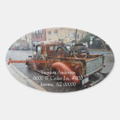 ヴィンテージトラック&自転車/ジェロームAZ封筒用シール 楕円形シール (正面)