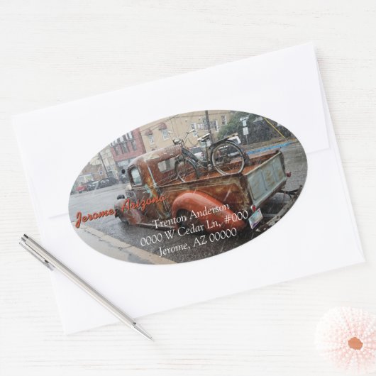 ヴィンテージトラック&自転車/ジェロームAZ封筒用シール 楕円形シール (封筒)
