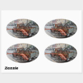 ヴィンテージトラック&自転車/ジェロームAZ封筒用シール 楕円形シール (シート)