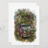 ヴィンテージトラック（花） 招待状 (正面/裏面)