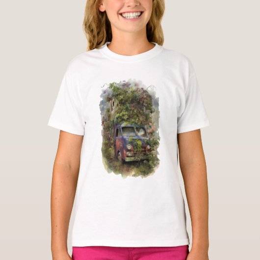 ヴィンテージトラック（花） Tシャツ (正面)