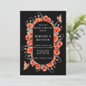 ヴィンテージトラック 赤いケシの花と蝶のウェディング招待状 招待状 (スタンド正面)