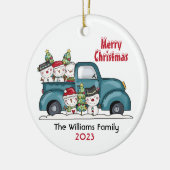 ヴィンテージトラック(雪の家族のクリスマス) セラミックオーナメント (左)