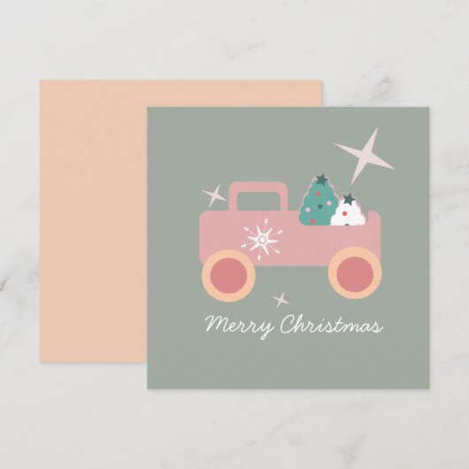 ヴィンテージトラックGroovyクリスマスクッキー カード (正面/裏面)