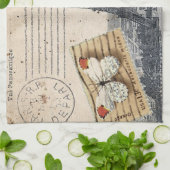 ヴィンテージトラベフランスのルバタフライパリエッフェルタワー キッチンタオル (折り畳み)