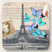 ヴィンテージトラベフランスのルバタフライパリエッフェルタワー コースター (正面)