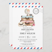 ヴィンテージトラベリージ冒険ベビーシャワーガール 招待状 (正面/裏面)