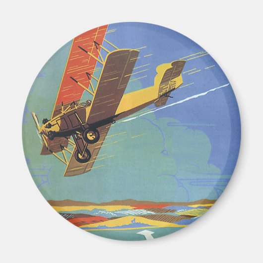 ヴィンテージトラベルと輸送アンティークバイプレーン マグネット (正面)