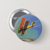 ヴィンテージトラベルと輸送アンティークバイプレーン 缶バッジ (正面&裏面)