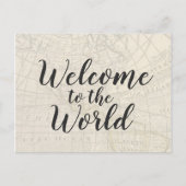 ヴィンテージトラベルをテーマにしたベビーシャワー招待状 インビテーションポストカード (正面)