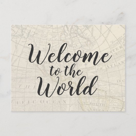 ヴィンテージトラベルをテーマにしたベビーシャワー招待状 インビテーションポストカード (正面)