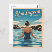 ヴィンテージトラベルアイスランドブルーラグーンレトロ風光明媚 ポストカード (正面/裏面)