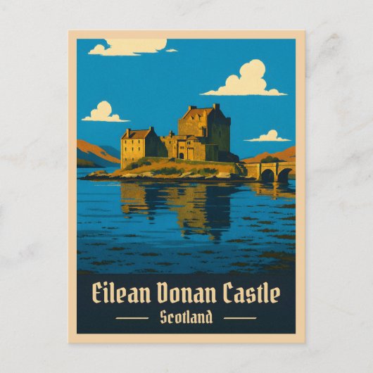 ヴィンテージトラベルアイレンドナンキャッスルスコットランドレトロ ポストカード (正面)