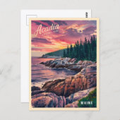 ヴィンテージトラベルアカディア国立公園メインシーサイド ポストカード (正面/裏面)