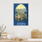 ヴィンテージトラベルアッシジイタリアフランチェスコ大聖堂 ポスター (キッチン)