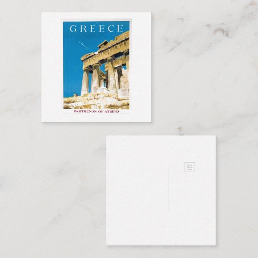 ヴィンテージトラベルアテネギリシャパルテノンテンプルカード エンクロージャーカード (正面/裏面)