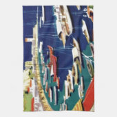 ヴィンテージトラベルアテネギリシャ キッチンタオル (縦)