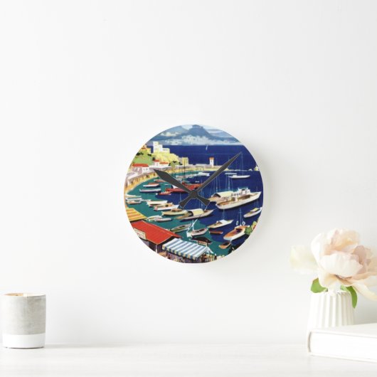 ヴィンテージトラベルアテネギリシャ ラウンド壁時計 (ホーム)
