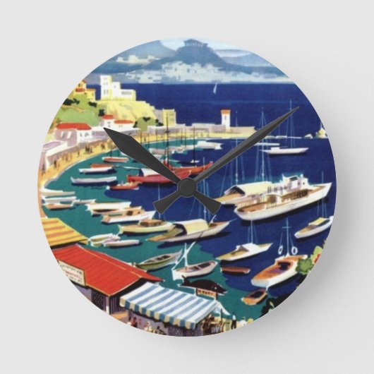 ヴィンテージトラベルアテネギリシャ ラウンド壁時計 (正面)