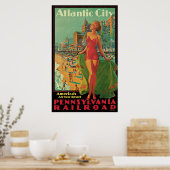 ヴィンテージトラベルアトランティックシティリゾートビーチブロンド ポスター (キッチン)