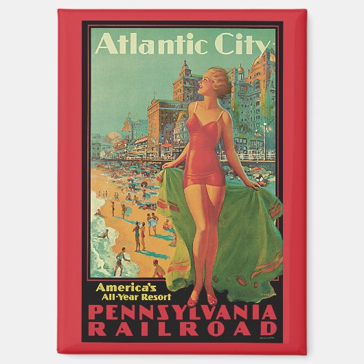 ヴィンテージトラベルアトランティックシティリゾートビーチブロンド マグネット (正面)