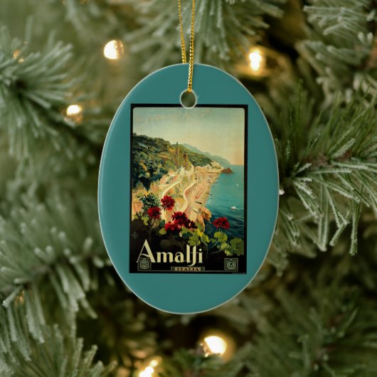 ヴィンテージトラベルアマルフィイタリアンコーストビーチ セラミックオーナメント (ツリー)