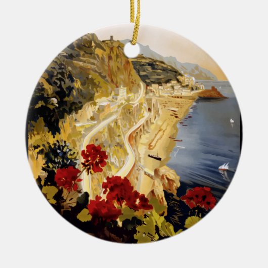 ヴィンテージトラベルアマルフィイタリア セラミックオーナメント (正面)