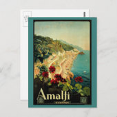 ヴィンテージトラベルアマルフィコーイタリアンストビーチ ポストカード (正面/裏面)