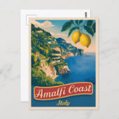 ヴィンテージトラベルアマルフィコーストイタリアレトロ風光明媚 ポストカード (正面/裏面)