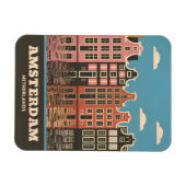 ヴィンテージトラベルアムステルダムオランダカナルハウス マグネット (横)