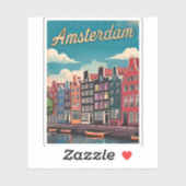 ヴィンテージトラベルアムステルダムオランダレトロ風光明媚 シール (シート)