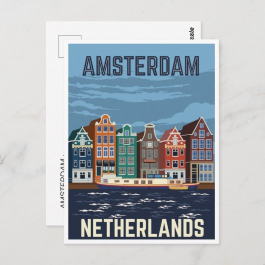 ヴィンテージトラベルアムステルダムホランドオランダレトロ ポストカード (正面/裏面)