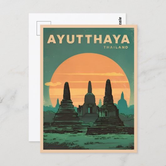 ヴィンテージトラベルアユタヤタイレトロ風光明媚 ポストカード (正面/裏面)
